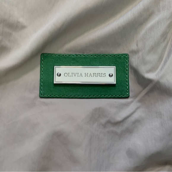 Olivia Harris by Joy Gryson Leather Fold Over Shoulder Bag Purse Kelly Green - Picture 4 of 5